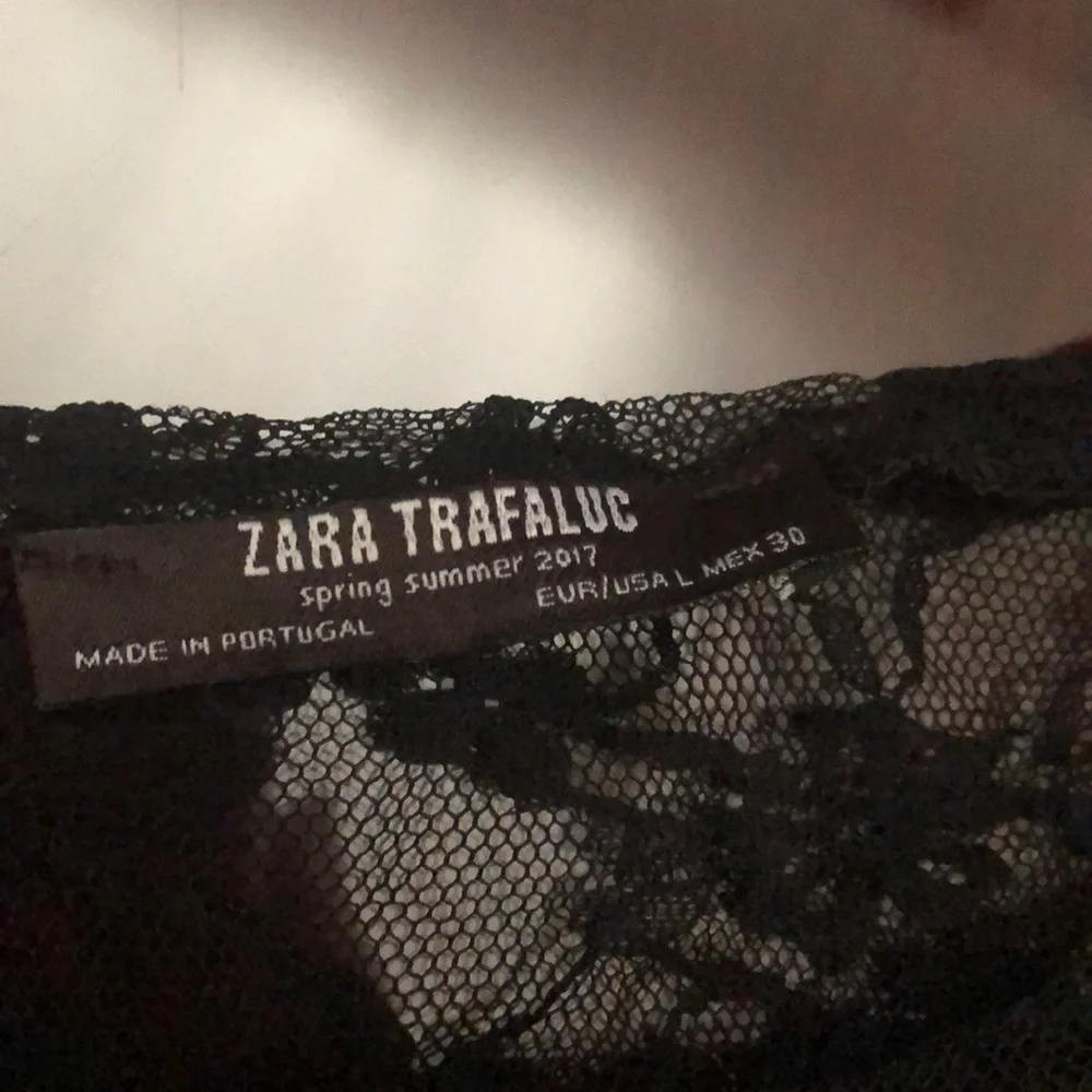 Zara Trafaluc lace sheer long sleeve cropped embroidered shirt